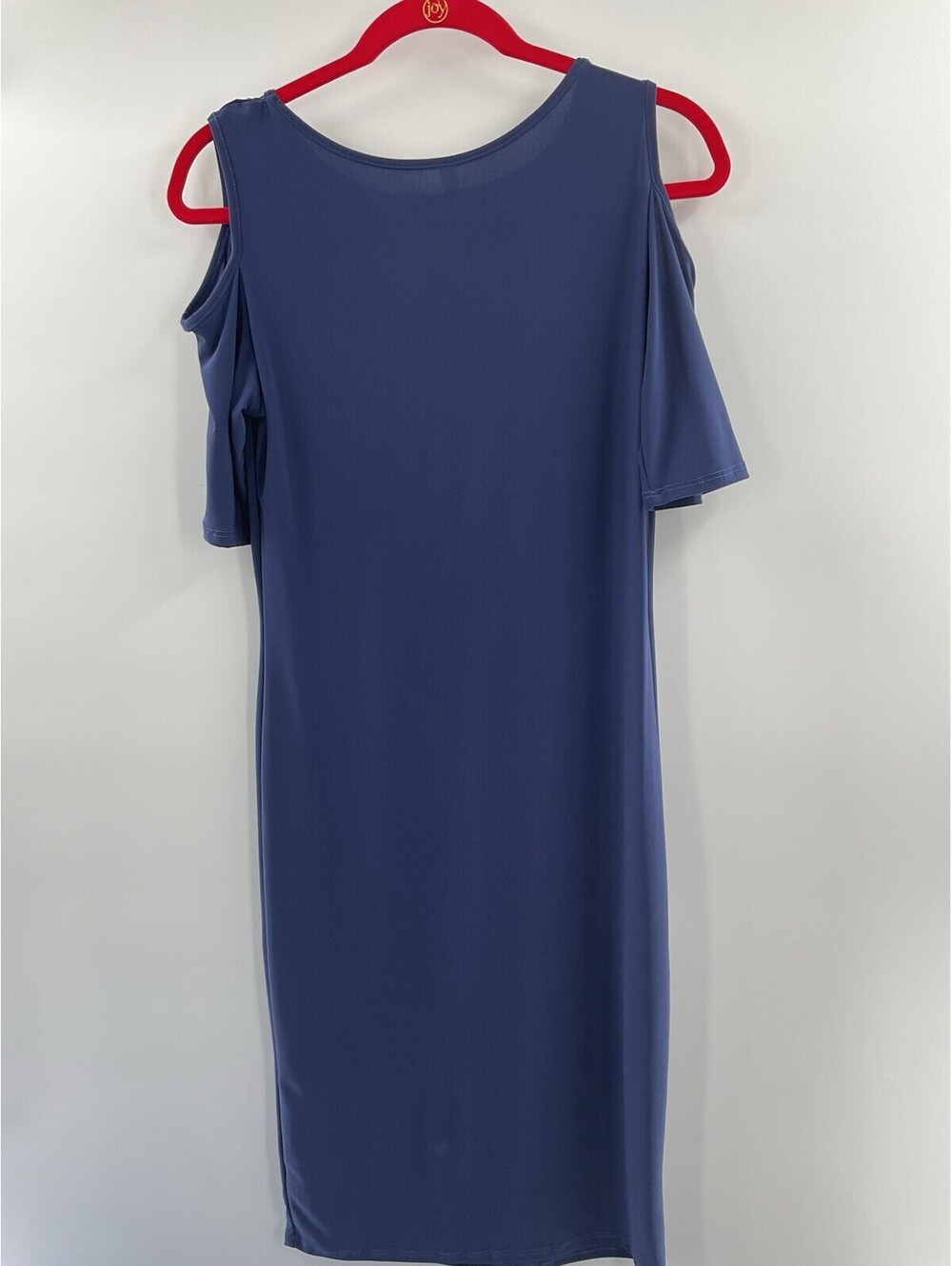 Lyss Loo Women’s size large navy blue knee length dress cold shoulder sleeve 077